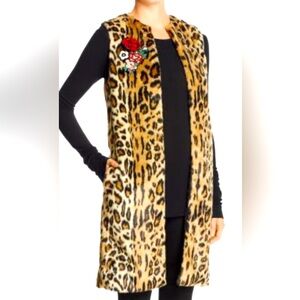 Alice and Olivia leopard vest  with embroidery size S/P